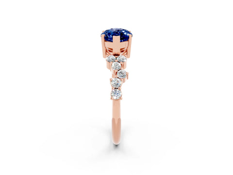 Rose gold Marquise Cut Diamond Cluster Pavé Band with Four-Prong Setting_2