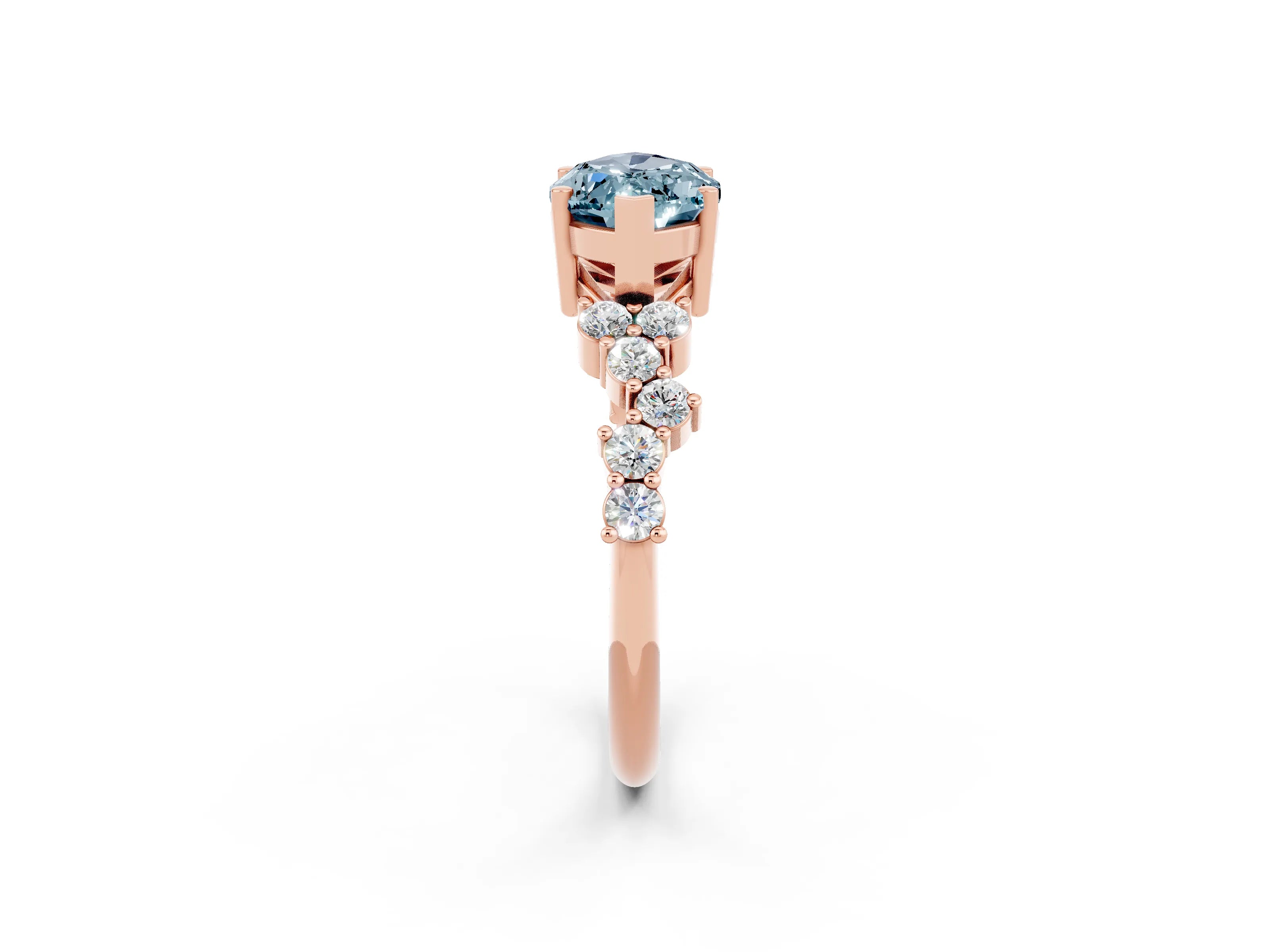 Rose gold Marquise Cut Diamond Cluster Pavé Band with Four-Prong Setting_2