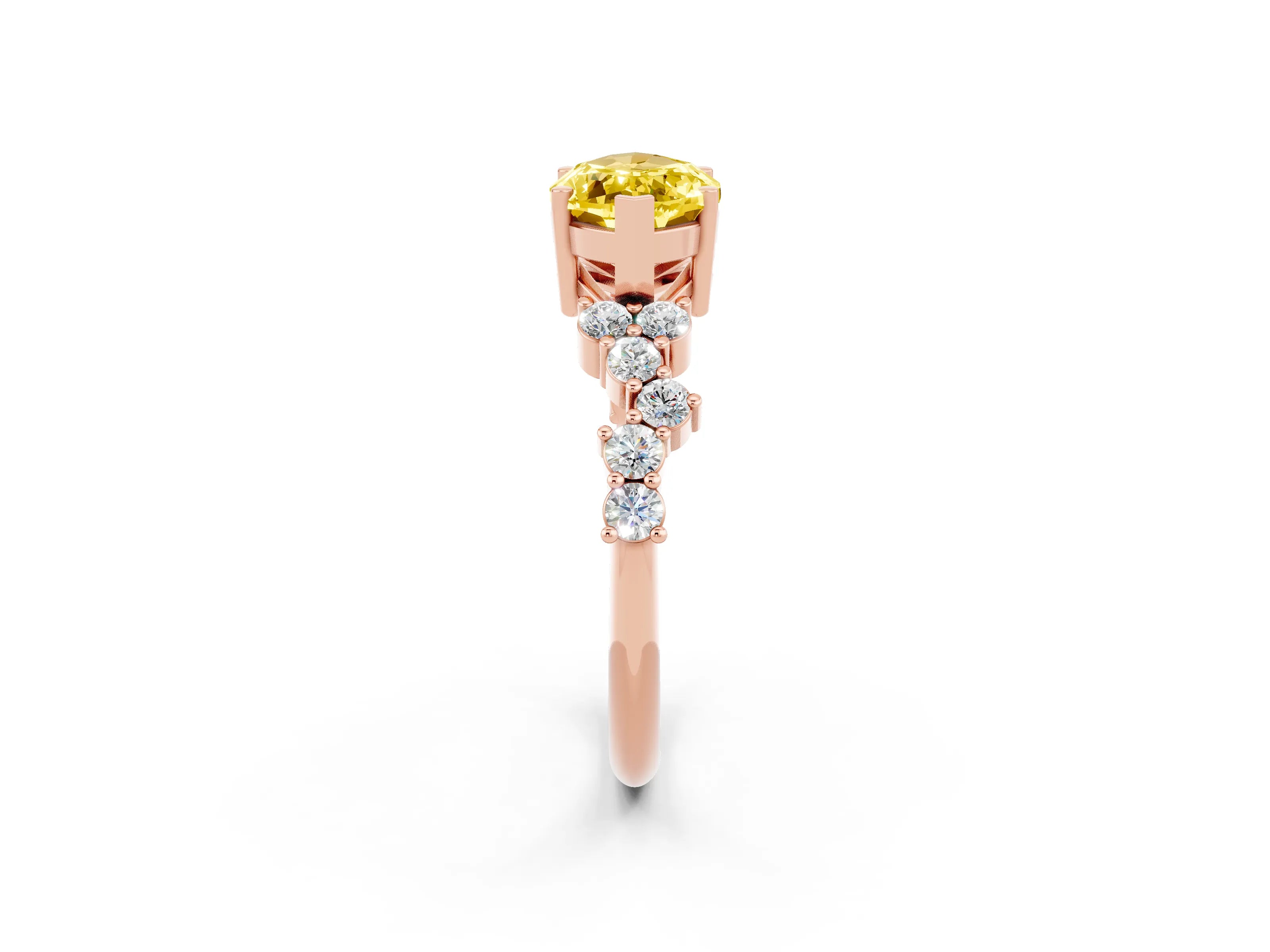 Rose gold Marquise Cut Diamond Cluster Pavé Band with Four-Prong Setting_2