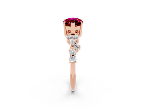 Rose gold Marquise Cut Diamond Cluster Pavé Band with Four-Prong Setting_2