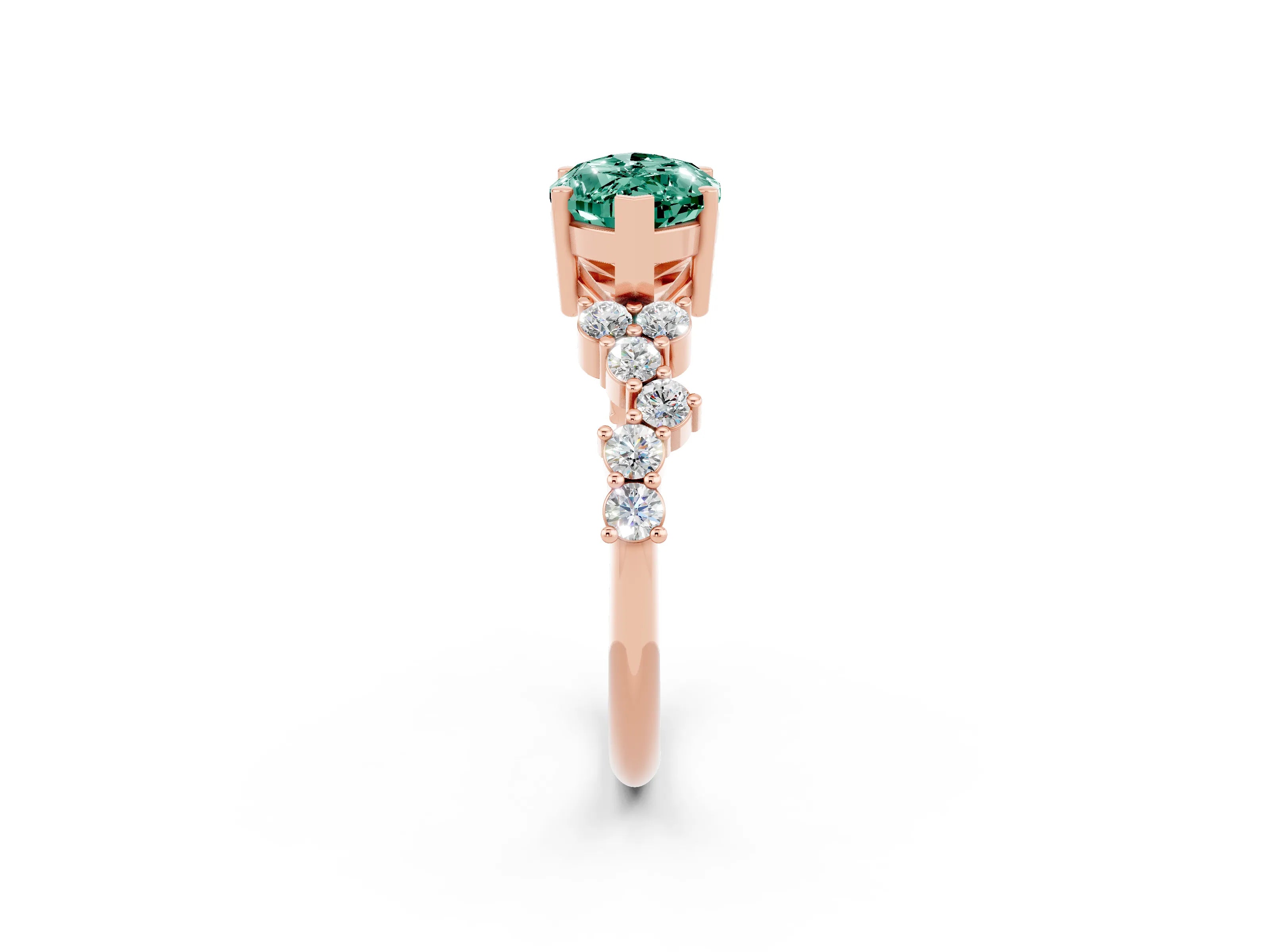 Rose gold Marquise Cut Diamond Cluster Pavé Band with Four-Prong Setting_2