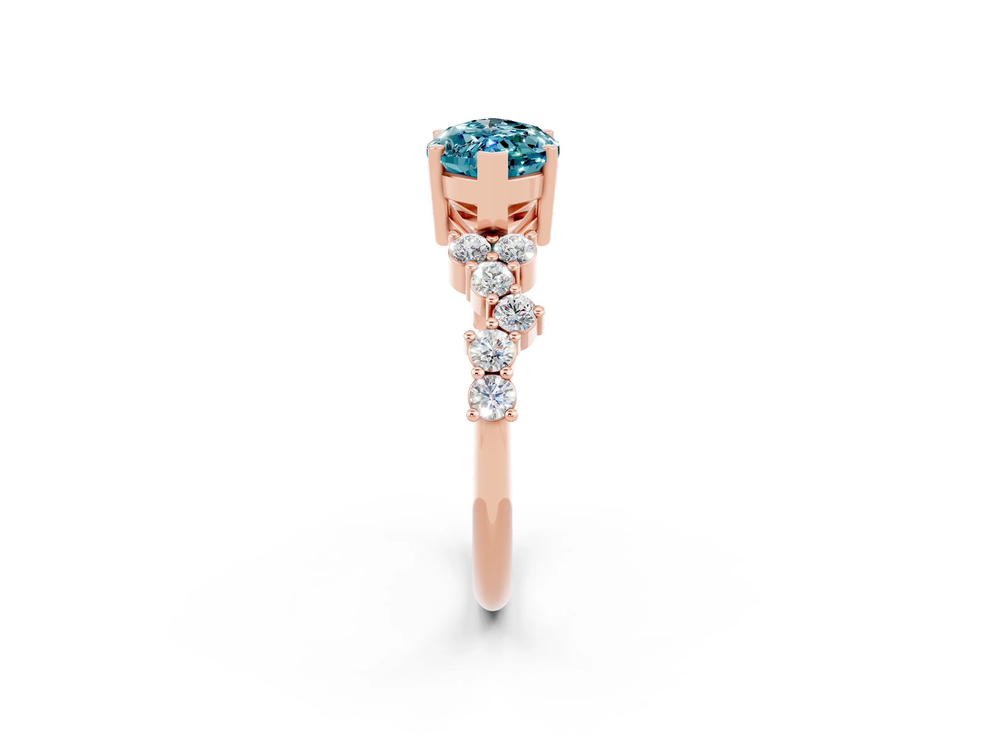 Rose gold Marquise Cut Diamond Cluster Pavé Band with Four-Prong Setting_2