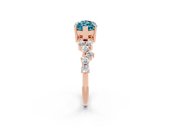Rose gold Marquise Cut Diamond Cluster Pavé Band with Four-Prong Setting