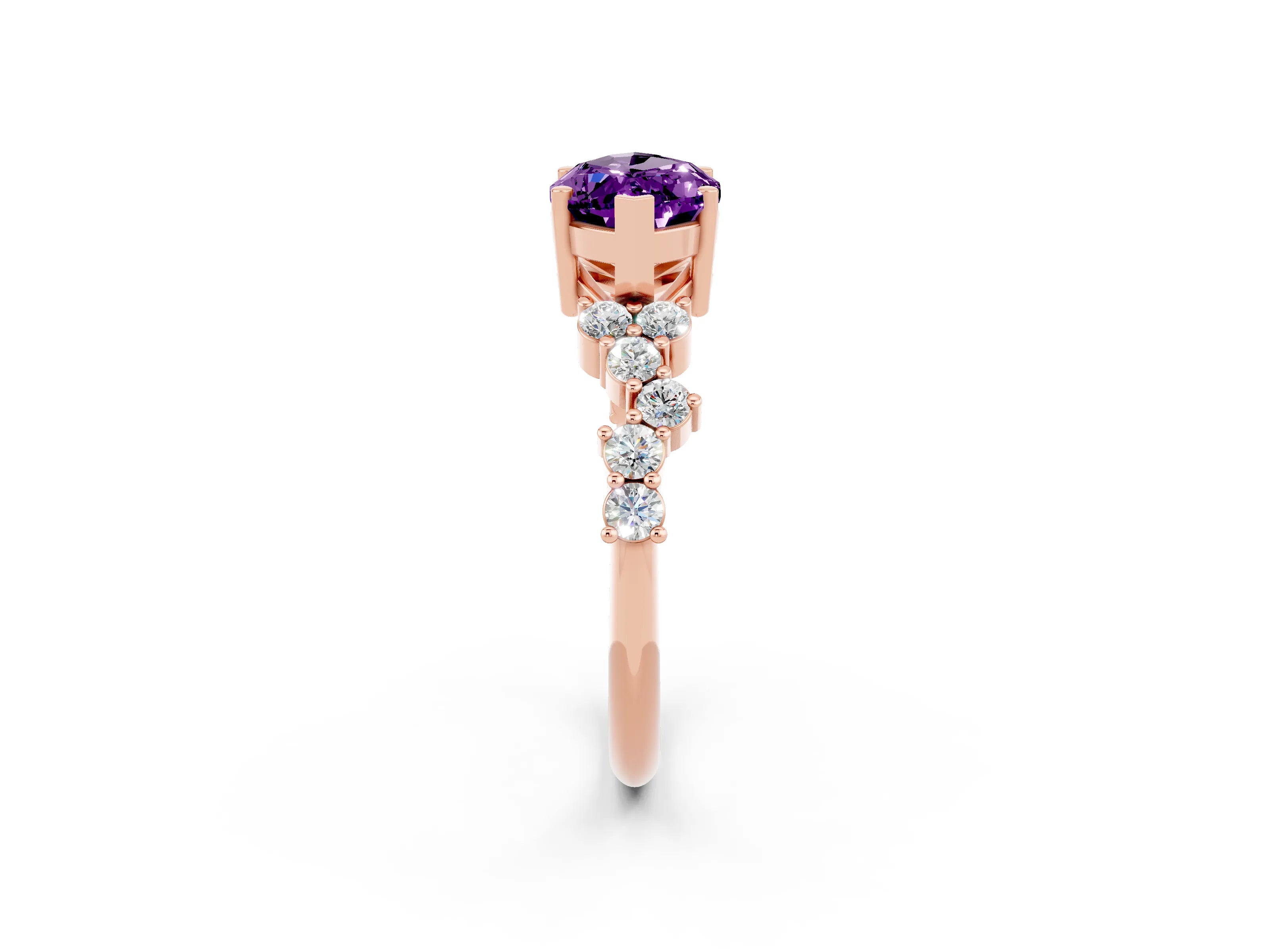 Rose gold Marquise Cut Diamond Cluster Pavé Band with Four-Prong Setting_2