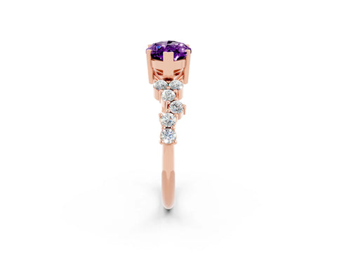 Rose gold Marquise Cut Diamond Cluster Pavé Band with Four-Prong Setting_2
