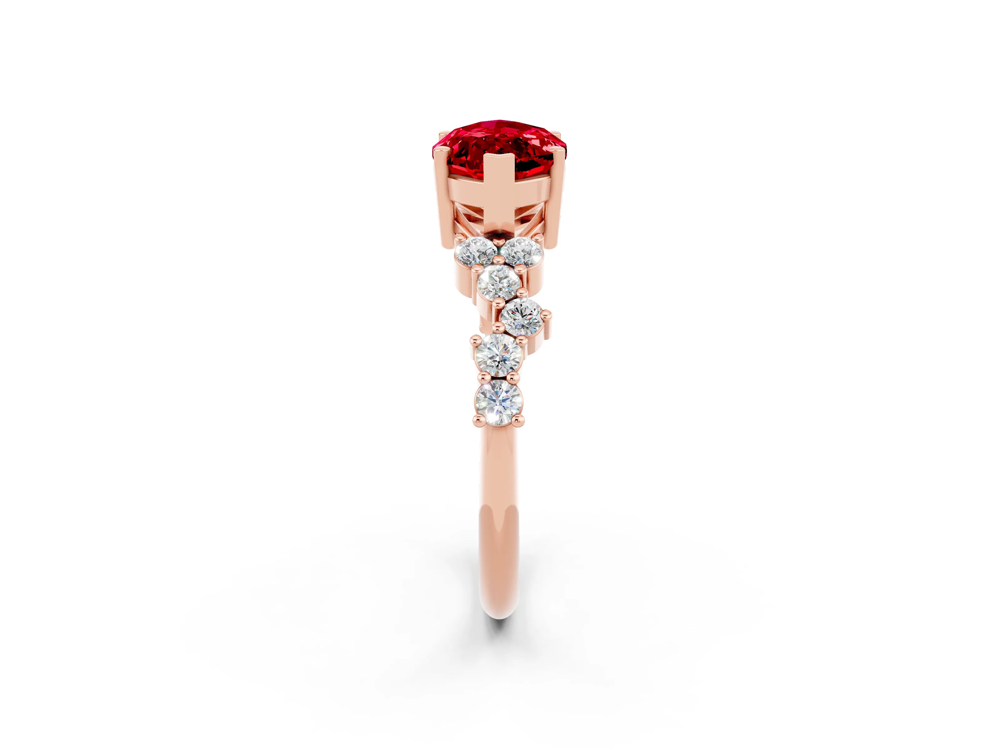 Rose gold Marquise Cut Diamond Cluster Pavé Band with Four-Prong Setting_2
