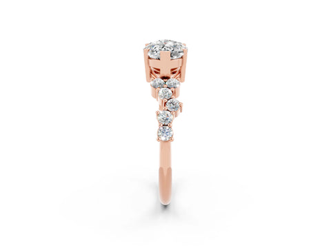 Rose gold Marquise Cut Diamond Cluster Pavé Band with Four-Prong Setting_2