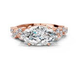 Rose gold Marquise Cut Diamond Cluster Pavé Band with Four-Prong Setting_3