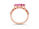 Rose gold Marquise Cut Diamond Cluster Pavé Band with Four-Prong Setting_3