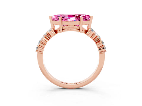 Rose gold Marquise Cut Diamond Cluster Pavé Band with Four-Prong Setting_3