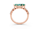 Rose gold Marquise Cut Diamond Cluster Pavé Band with Four-Prong Setting_3