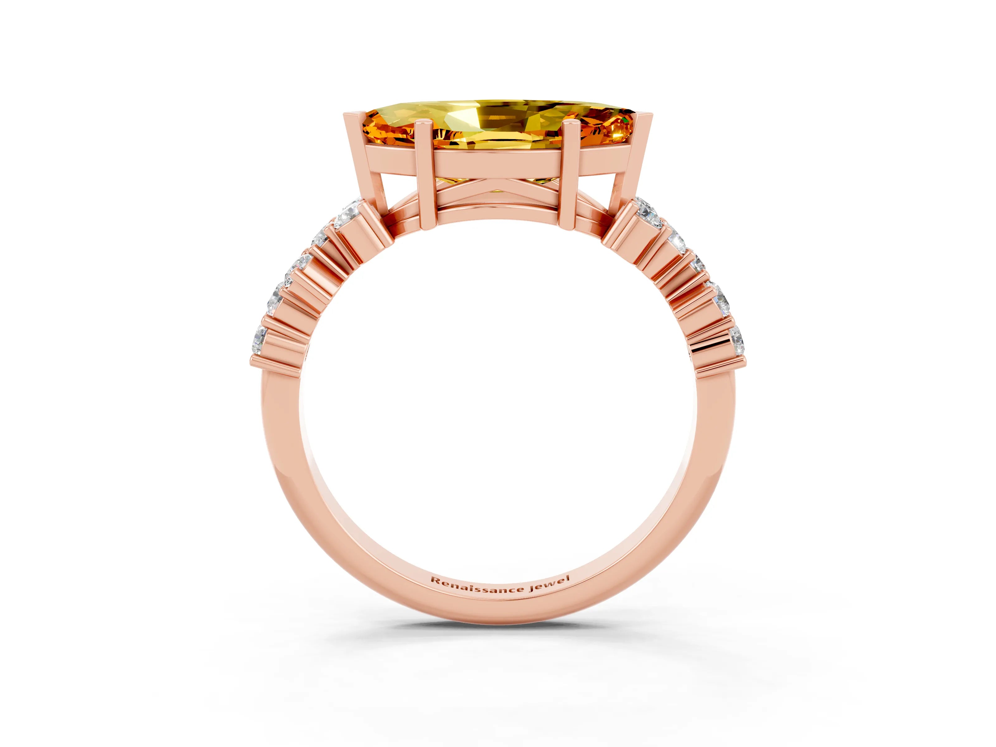 Rose gold Marquise Cut Diamond Cluster Pavé Band with Four-Prong Setting_3