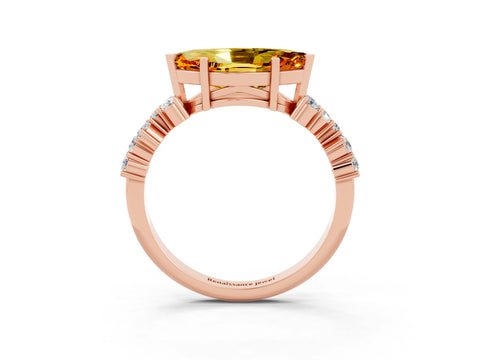 Rose gold Marquise Cut Diamond Cluster Pavé Band with Four-Prong Setting_3