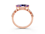 Rose gold Marquise Cut Diamond Cluster Pavé Band with Four-Prong Setting_3
