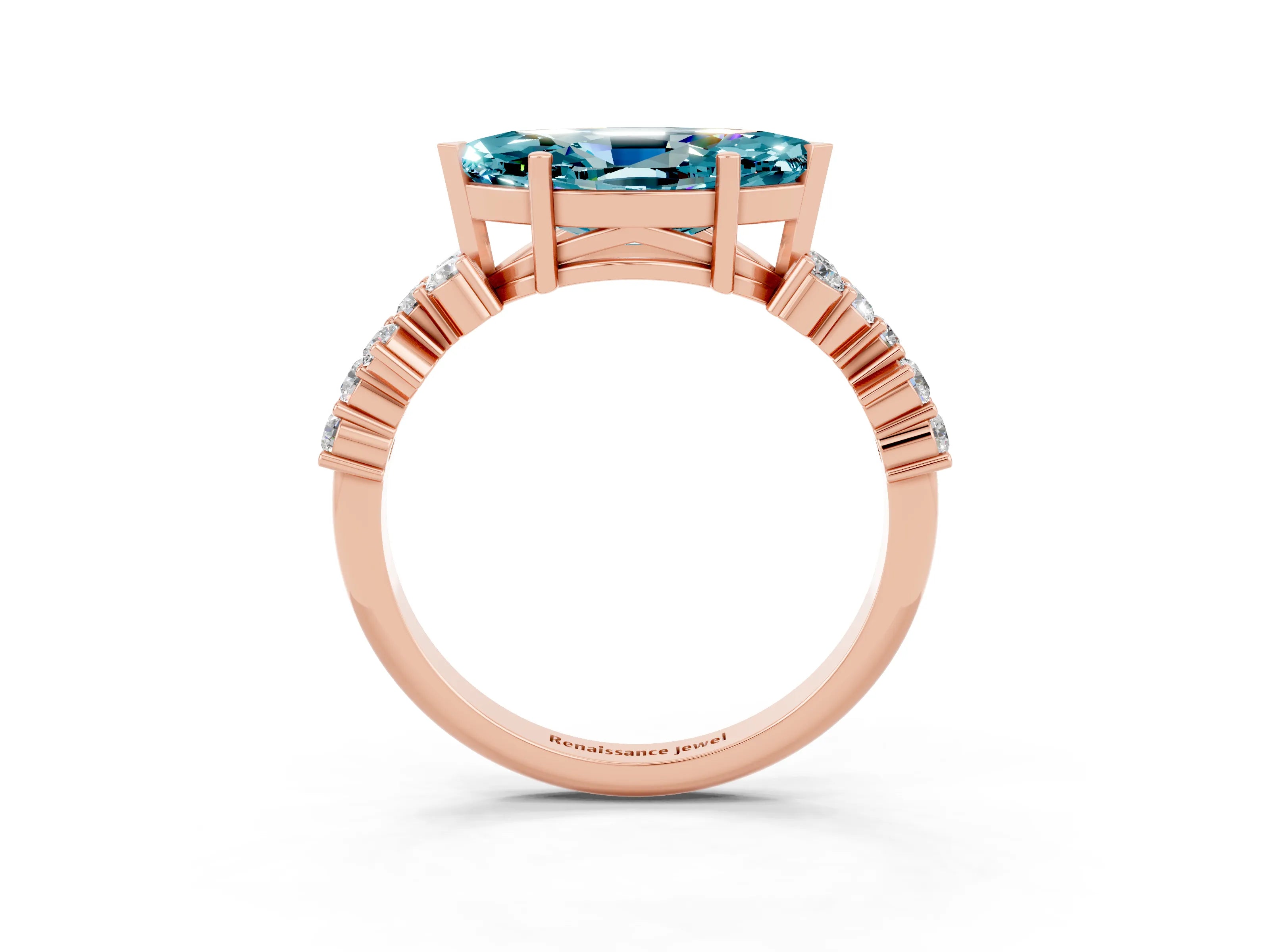Rose gold Marquise Cut Diamond Cluster Pavé Band with Four-Prong Setting_3