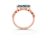 Rose gold Marquise Cut Diamond Cluster Pavé Band with Four-Prong Setting_3