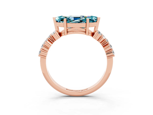 Rose gold Marquise Cut Diamond Cluster Pavé Band with Four-Prong Setting