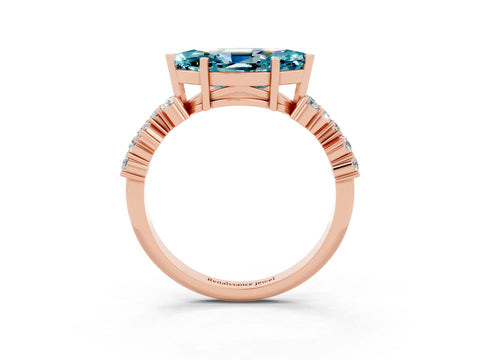 Rose gold Marquise Cut Diamond Cluster Pavé Band with Four-Prong Setting_3