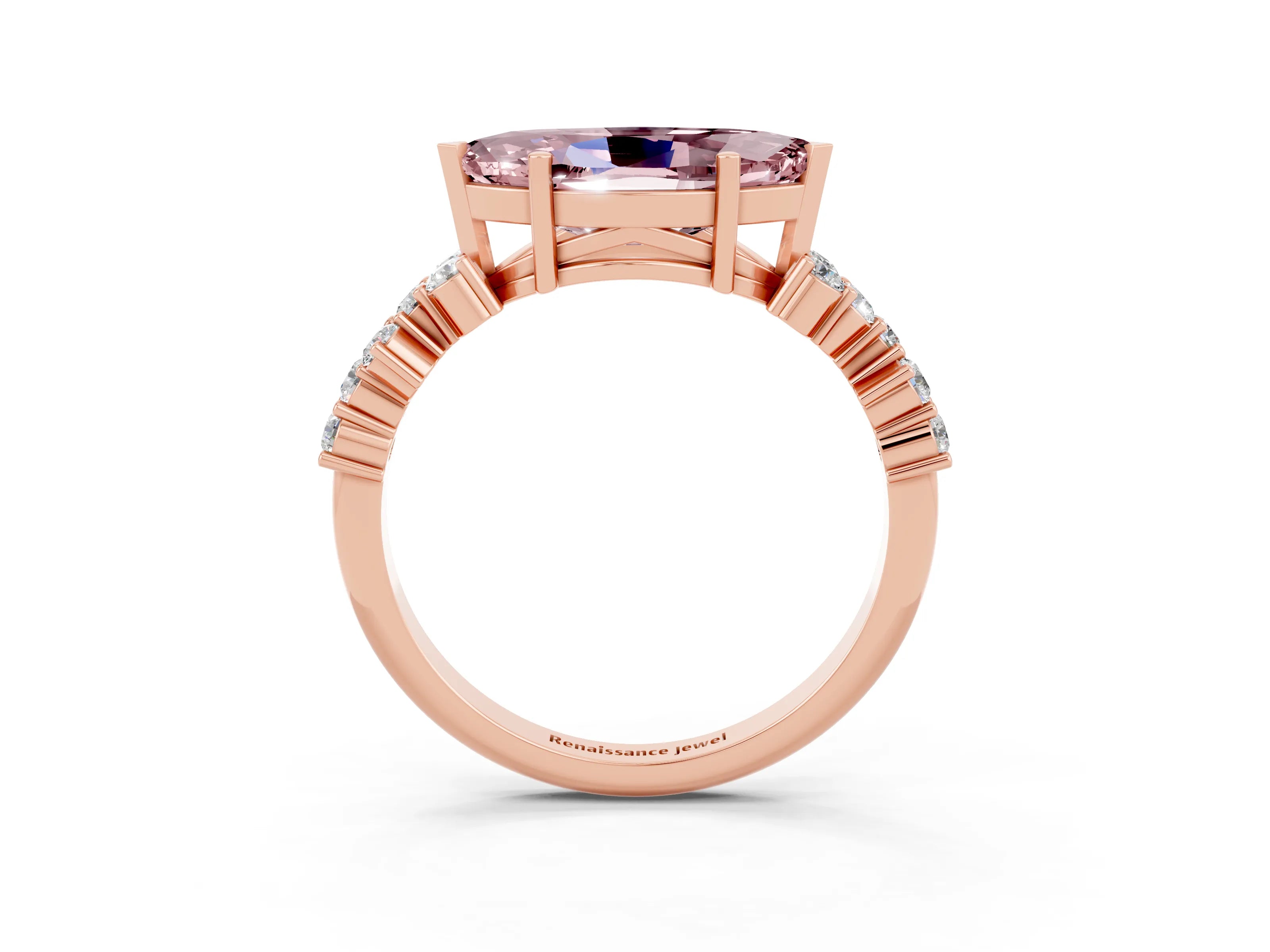 Rose gold Marquise Cut Diamond Cluster Pavé Band with Four-Prong Setting_3