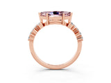 Rose gold Marquise Cut Diamond Cluster Pavé Band with Four-Prong Setting_3