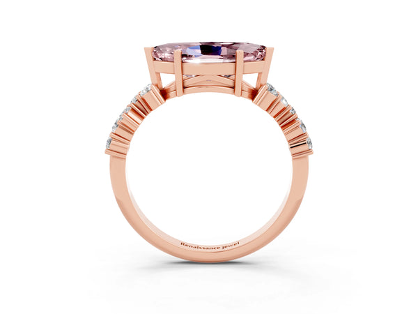 Rose gold Marquise Cut Diamond Cluster Pavé Band with Four-Prong Setting