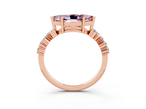 Rose gold Marquise Cut Diamond Cluster Pavé Band with Four-Prong Setting_3
