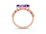 Rose gold Marquise Cut Diamond Cluster Pavé Band with Four-Prong Setting_3