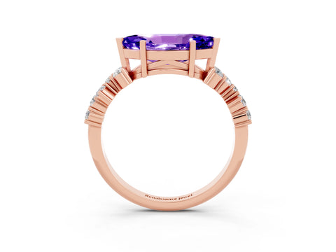 Rose gold Marquise Cut Diamond Cluster Pavé Band with Four-Prong Setting_3