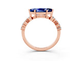 Rose gold Marquise Cut Diamond Cluster Pavé Band with Four-Prong Setting_3