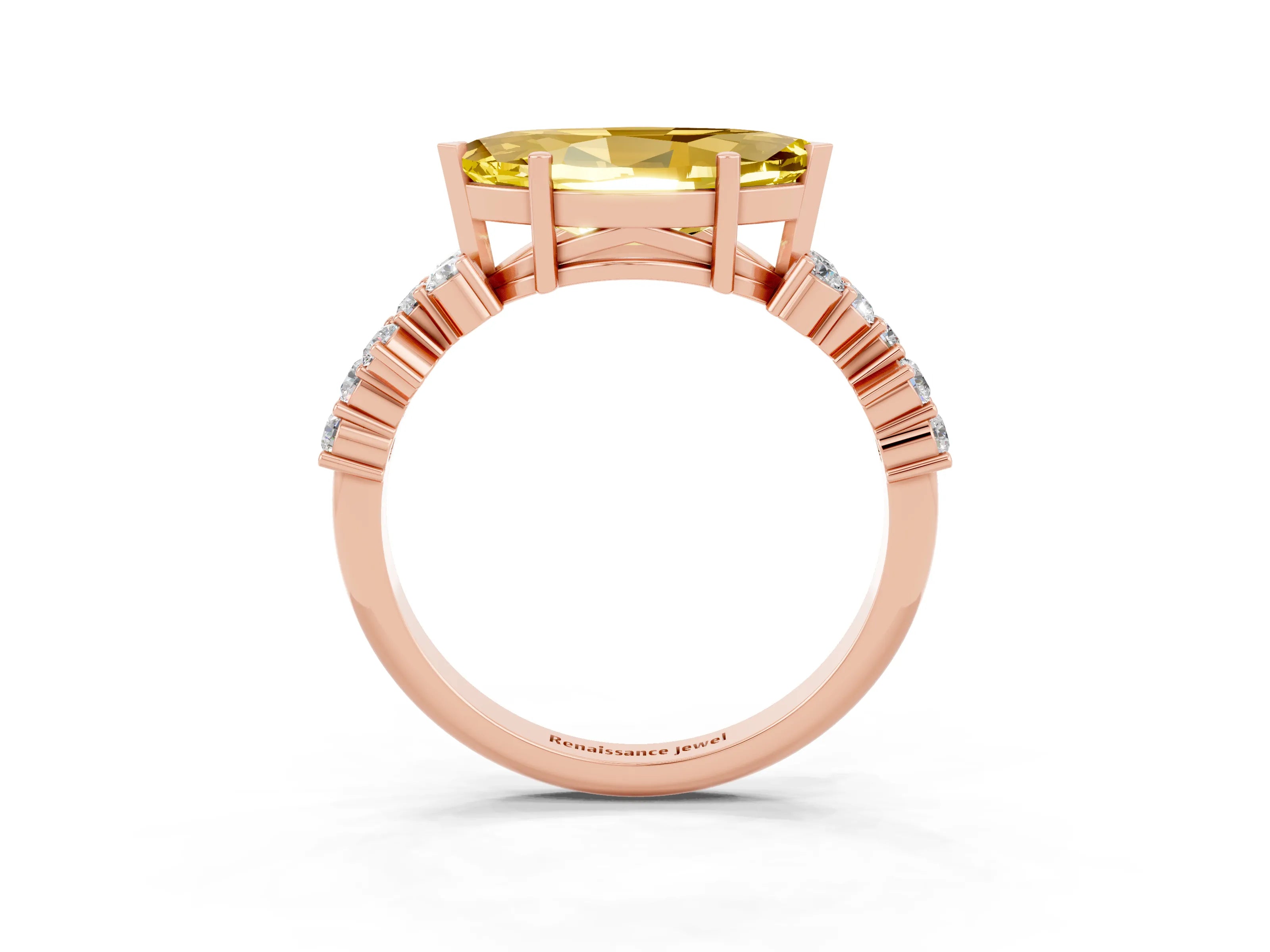 Rose gold Marquise Cut Diamond Cluster Pavé Band with Four-Prong Setting_3