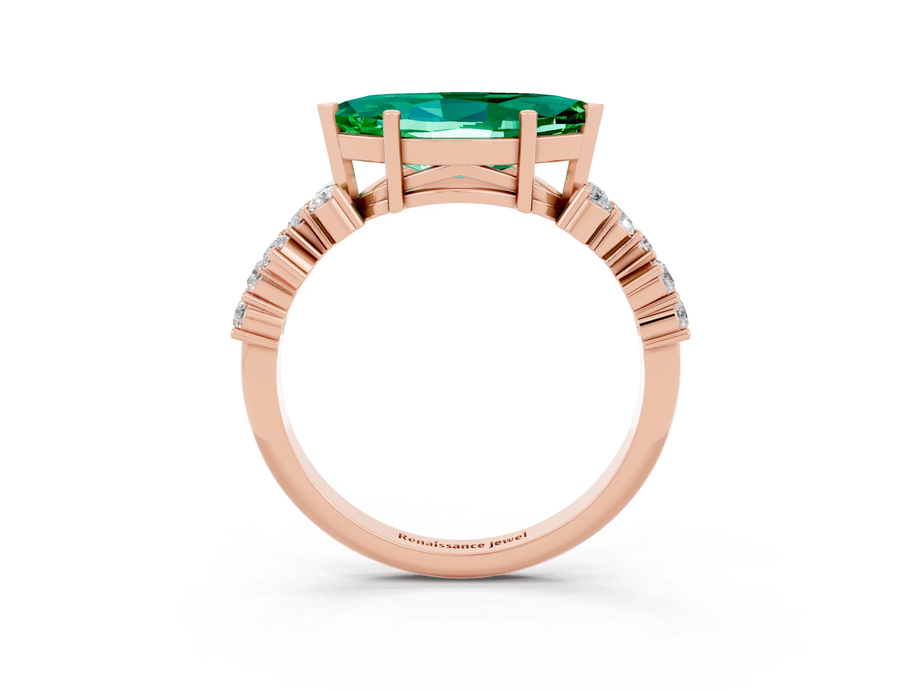 Rose gold Marquise Cut Diamond Cluster Pavé Band with Four-Prong Setting_3