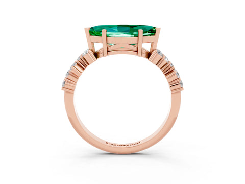 Rose gold Marquise Cut Diamond Cluster Pavé Band with Four-Prong Setting_3