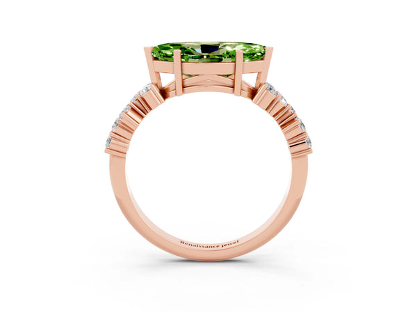 Rose gold Marquise Cut Diamond Cluster Pavé Band with Four-Prong Setting