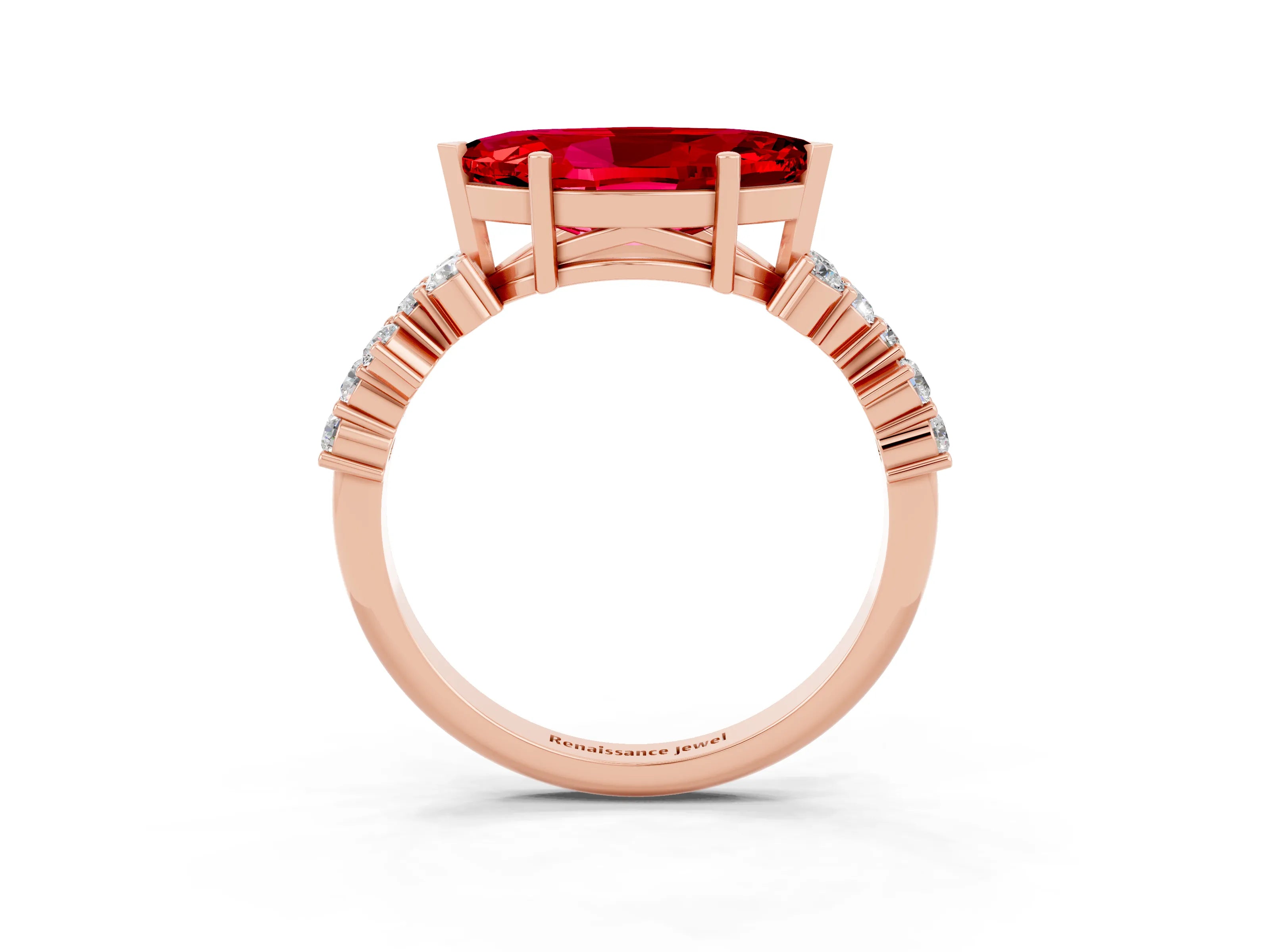 Rose gold Marquise Cut Diamond Cluster Pavé Band with Four-Prong Setting_3