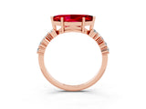 Rose gold Marquise Cut Diamond Cluster Pavé Band with Four-Prong Setting_3