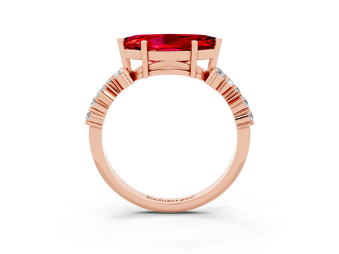 Rose gold Marquise Cut Diamond Cluster Pavé Band with Four-Prong Setting_3