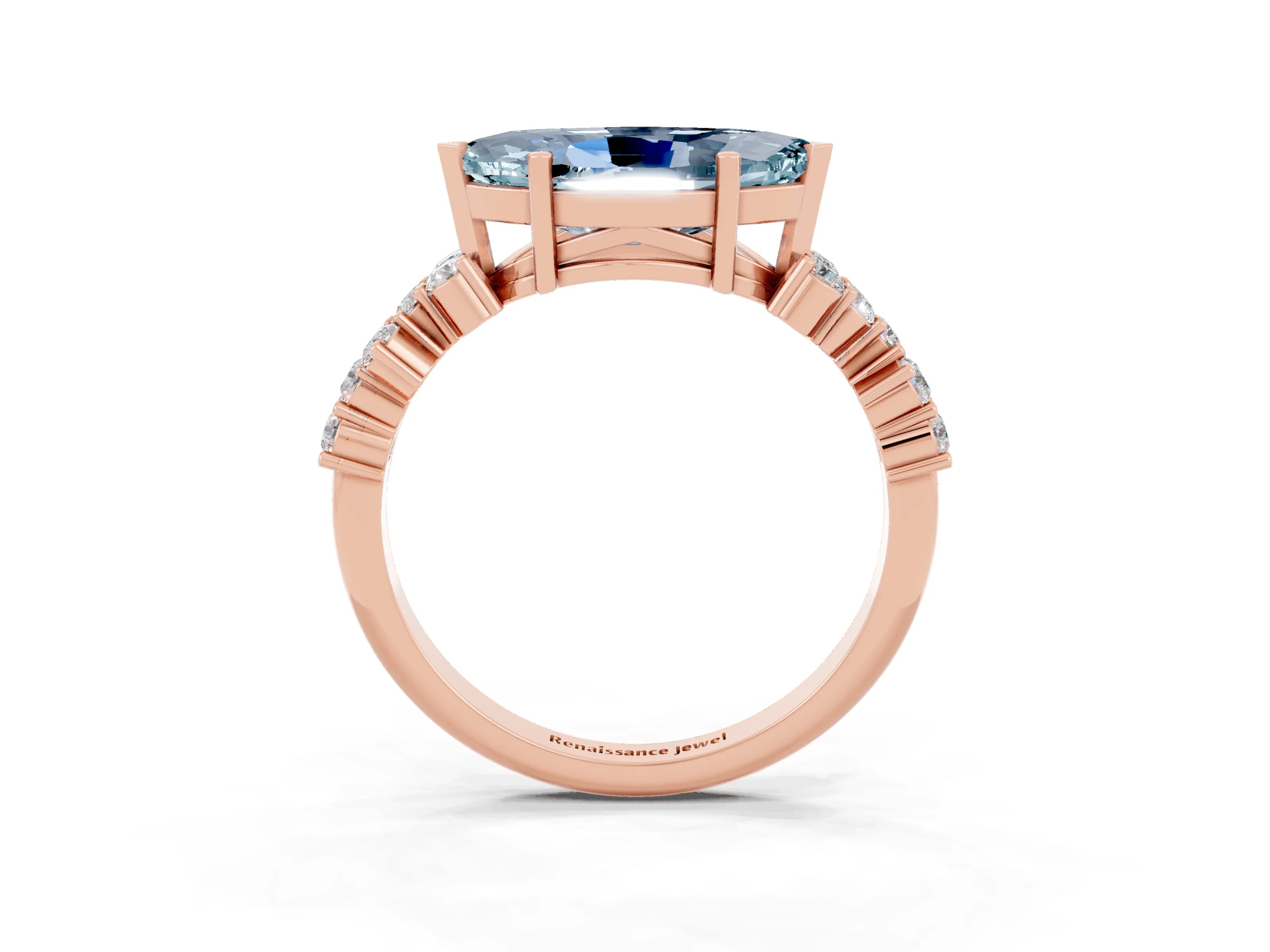 Rose gold Marquise Cut Diamond Cluster Pavé Band with Four-Prong Setting_3