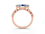 Rose gold Marquise Cut Diamond Cluster Pavé Band with Four-Prong Setting_3