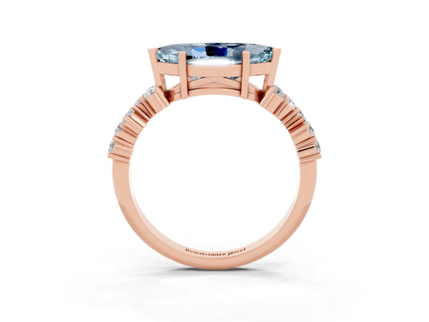 Rose gold Marquise Cut Diamond Cluster Pavé Band with Four-Prong Setting_3