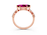 Rose gold Marquise Cut Diamond Cluster Pavé Band with Four-Prong Setting_3