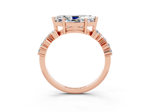Rose gold Marquise Cut Diamond Cluster Pavé Band with Four-Prong Setting_3