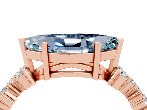 Rose gold Marquise Cut Diamond Cluster Pavé Band with Four-Prong Setting_4