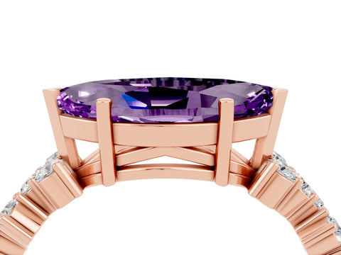 Rose gold Marquise Cut Diamond Cluster Pavé Band with Four-Prong Setting_4