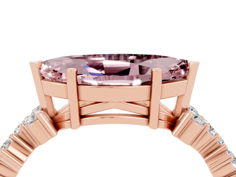 Rose gold Marquise Cut Diamond Cluster Pavé Band with Four-Prong Setting_4