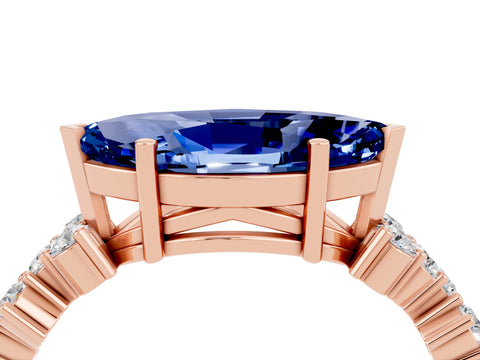 Rose gold Marquise Cut Diamond Cluster Pavé Band with Four-Prong Setting_4