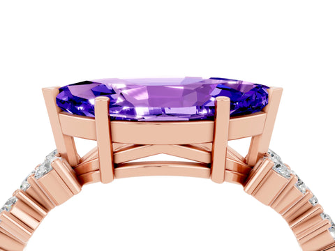 Rose gold Marquise Cut Diamond Cluster Pavé Band with Four-Prong Setting_4