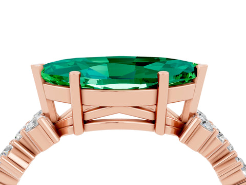 Rose gold Marquise Cut Diamond Cluster Pavé Band with Four-Prong Setting_4