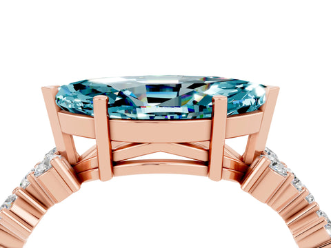 Rose gold Marquise Cut Diamond Cluster Pavé Band with Four-Prong Setting_4