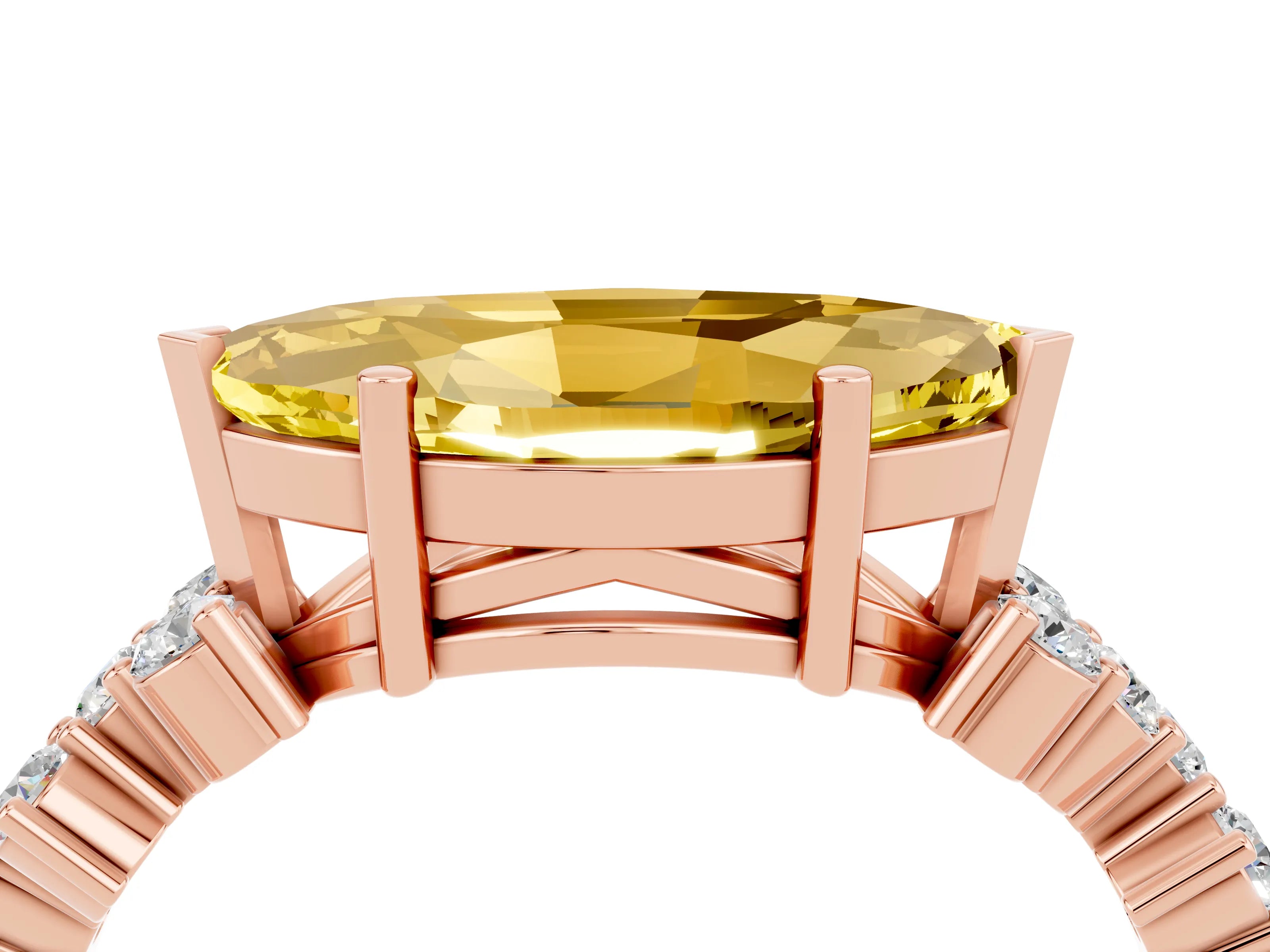 Rose gold Marquise Cut Diamond Cluster Pavé Band with Four-Prong Setting_4