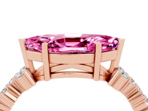 Rose gold Marquise Cut Diamond Cluster Pavé Band with Four-Prong Setting_4